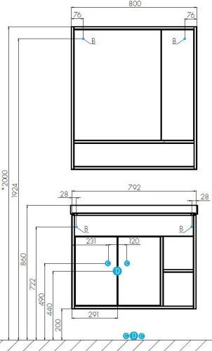 Мебель для ванной AQUATON Флай 80 дуб крафт фото 7