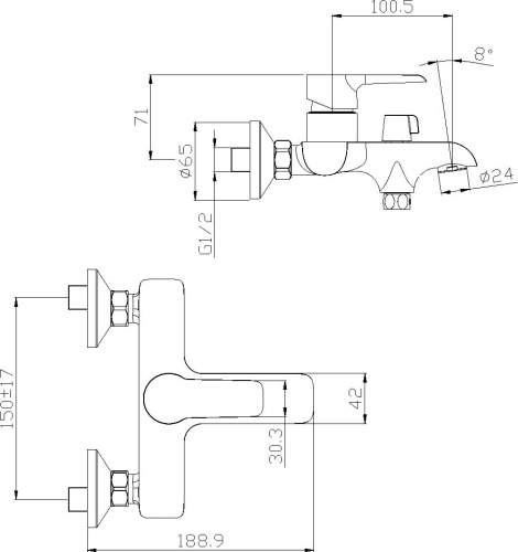 Смеситель Rossinka W W35-31 для ванны с душем фото 2