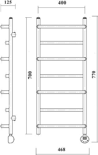 Полотенцесушитель электрический Domoterm Орфей П7 40x70, хром, R фото 3