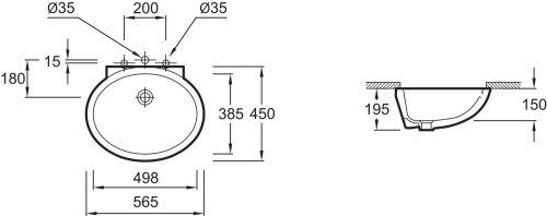 Раковина Jacob Delafon Ovale EN262 встраиваемая снизу с креплениями фото 5