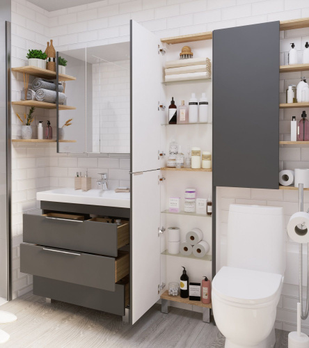 Мебель для ванной 1MarKa Gaula 80Н черная, 3 ящика фото 13