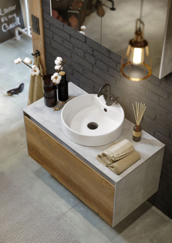 Мебель для ванной Aqwella 5 stars Mobi 100 бетон светлый, дуб балтийский фото 3