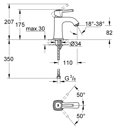 Смеситель Grohe Grandera 23310IG0 для раковины фото 2