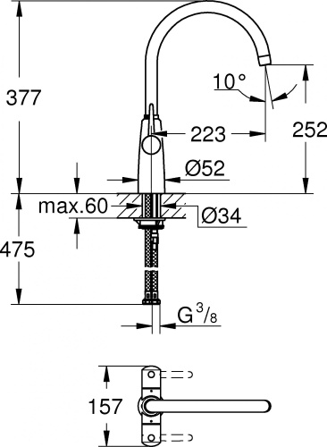 Смеситель Grohe Ambi 30189000 для кухонной мойки фото 5