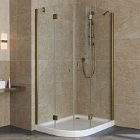 Душевой уголок Vegas Glass AFS-F Lux 100*80 05 01 R профиль бронза, стекло прозрачное