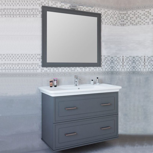Мебель для ванной Sanflor Модена 105, подвесная, серая фото 6