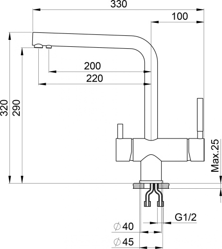 Смеситель Granula GR-2305 для кухонной мойки, эспрессо фото 3