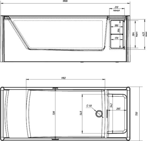 Акриловая ванна Aima Design Genesis 01ген1875 180x75 фото 6