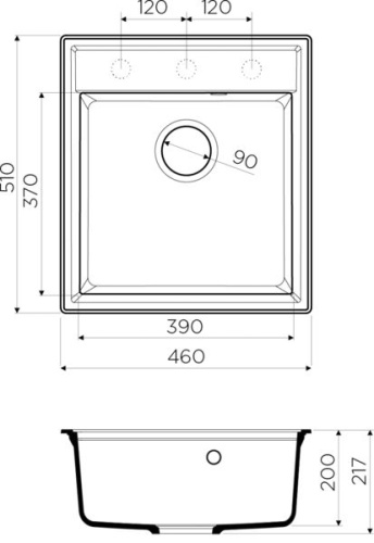 Комплект Мойка кухонная Omoikiri Daisen 46-BL черная + Смеситель Omoikiri Nagano PVD-GM для кухонной мойки фото 5