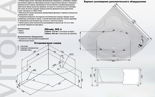 Акриловая ванна Aquanet Vitoria 00205371 135x135 с каркасом фото 10