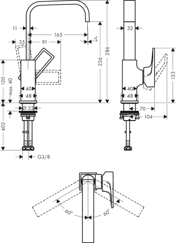Смеситель Hansgrohe Metropol 74511000 для раковины фото 3