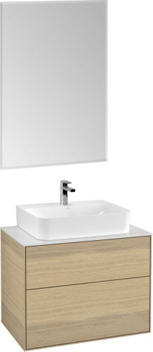 Мебель для ванной Villeroy & Boch Finion 80 oak veneer, glass white matt, с настенным освещением фото 6
