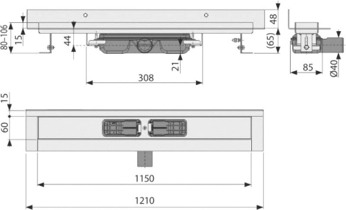 Душевой лоток AlcaPlast APZ116-1150 без решетки фото 2