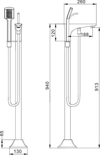 Смеситель Aquanet JA-6001 напольный фото 2
