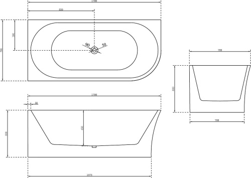 Акриловая ванна Abber AB9257-1.7 L 170x80 фото 3 Акриловая ванна Abber AB9257-1.7 L 170x80 фото 3
