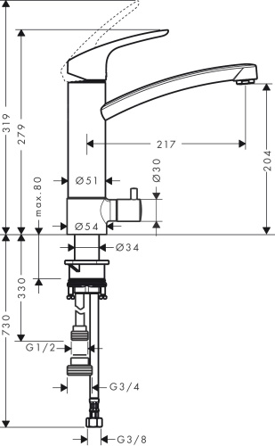 Смеситель Hansgrohe Focus M41 31803000 для кухонной мойки, хром фото 2