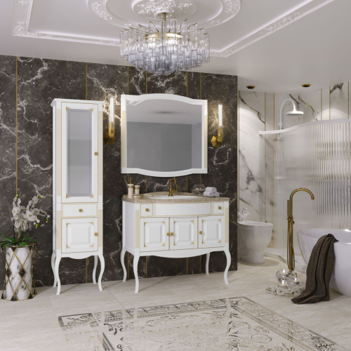 Мебель для ванной Opadiris Лаура 100 белая с патиной фото 4