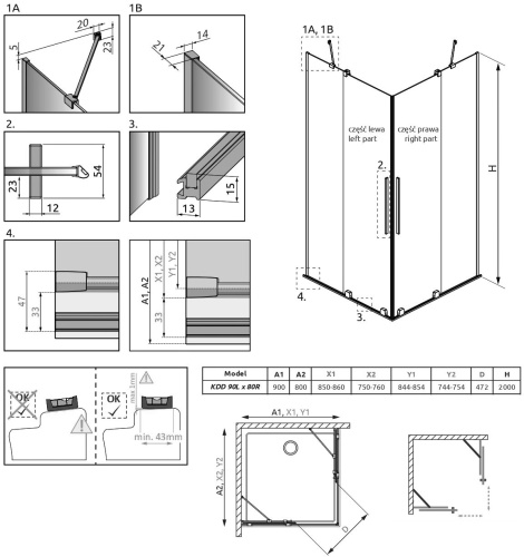 Душевой уголок Radaway Furo KDD 90х80 фото 8