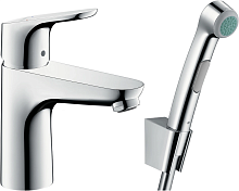 Смеситель Hansgrohe Focus 31927000 для раковины с гигиеническим душем, с донным клапаном Push-Open