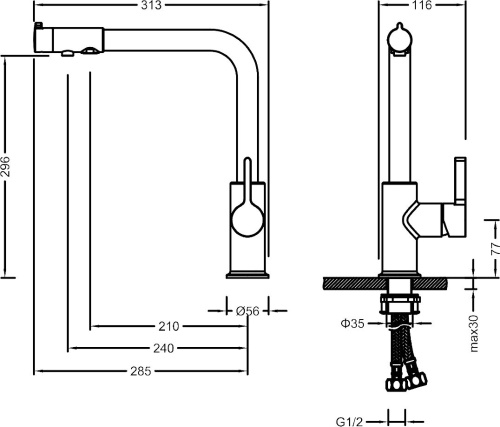 Смеситель Timo Hette 1026/03F для кухонной мойки фото 2