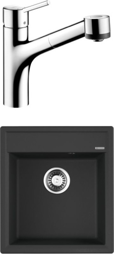Комплект Мойка кухонная Omoikiri Daisen 46-BL черная + Смеситель Hansgrohe Talis S 32841000 для кухонной мойки фото 6