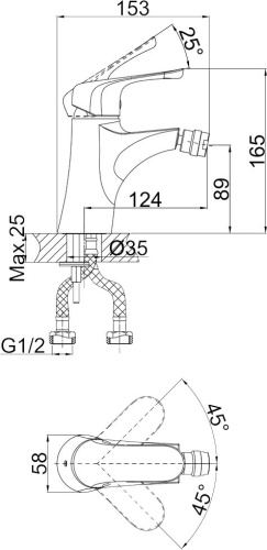 Смеситель D&K Wurzburg Bayern DA1112201 для биде фото 2