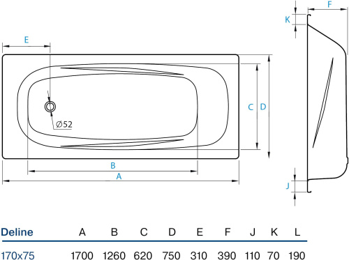 Стальная ванна Koller Pool Deline 170x75 фото 6