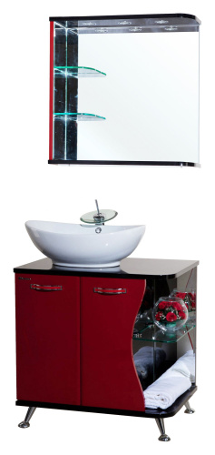 Мебель для ванной Bellezza Рио 70 L красная с черным фото 5