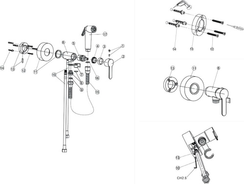 Гигиенический душ Paini 92CR304KM со смесителем фото 2