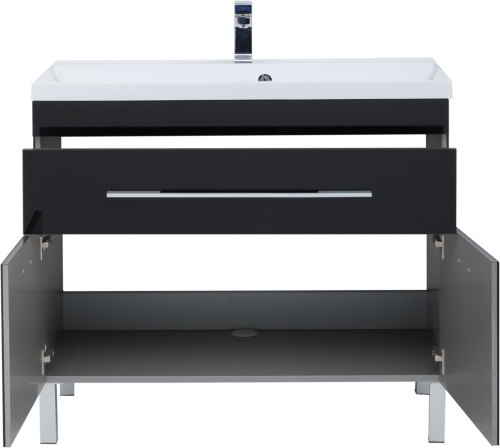 Мебель для ванной Aquanet Верона 100 черная, 1 ящик, 2 двери фото 12
