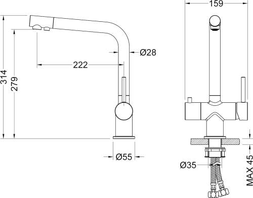 Смеситель Timo Saona 2396/03F для кухонной мойки, черный фото 2