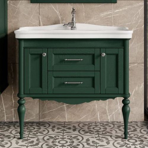 Мебель для ванной ValenHouse Эстетика 100, зеленая, подвесная, ручки хром фото 3