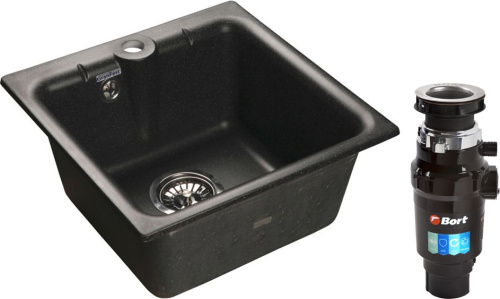 Комплект Мойка кухонная GranFest Practik GF-P420 черный + Измельчитель отходов Bort Master Eco фото 5