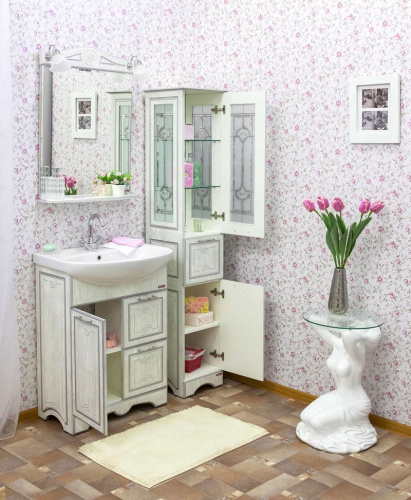 Мебель для ванной Sanflor Адель 65 белая, патина серебро фото 3