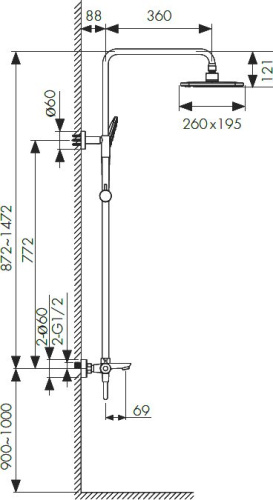 Душевая стойка Kaiser Cezar 05182-2 черная фото 4