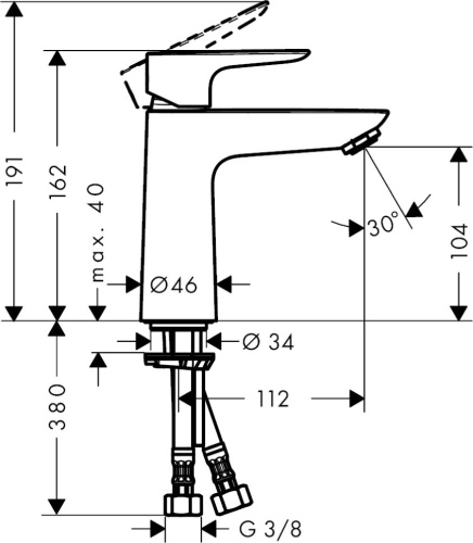 Смеситель Hansgrohe Talis E 71712000 для раковины, хром фото 3