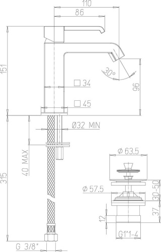 Смеситель Paini Q 19CR211ESR для раковины фото 3