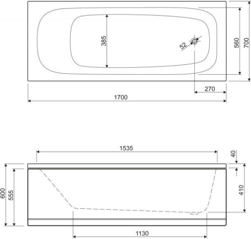 Акриловая ванна Cezares Eco 170x70 фото 3