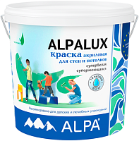 Краска для стен и потолков акриловая Alpa Alpalux матовая белая 5 л.