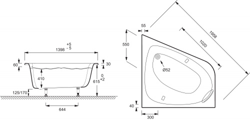 Акриловая ванна Jacob Delafon Odeon Up 140x140 фото 7