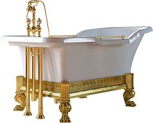 Ванна из искусственного камня Migliore Impero 26342 180x87 белая, опора золото