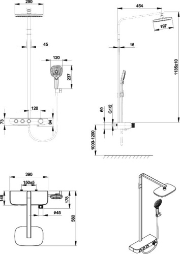 Душевая стойка Bravat Cobble F6389423CP-A1-ENG фото 6