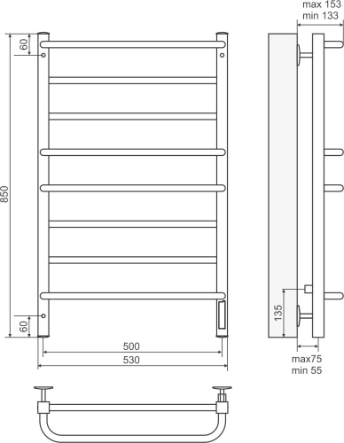Полотенцесушитель электрический Terminus Евромикс П8 500x850 квадро фото 4