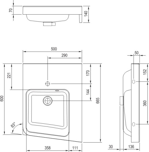 32 010 руб. Раковина Ravak BeHappy II 50х66 R фото 3 Раковина Ravak BeHappy II 50х66 R фото 3