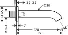 Излив Axor Uno 38411140 для ванны, шлифованная бронза