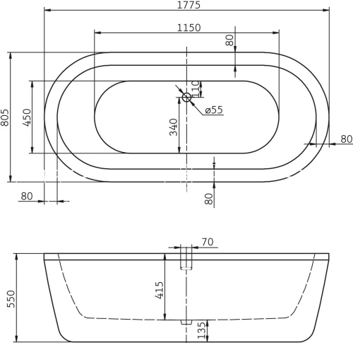 Акриловая ванна BelBagno BB12-1775 180x80 фото 3