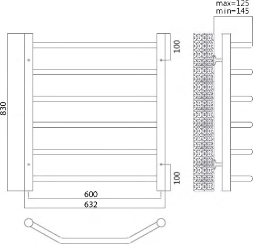 Полотенцесушитель электрический Terminus Виктория П6 60x83 R фото 3