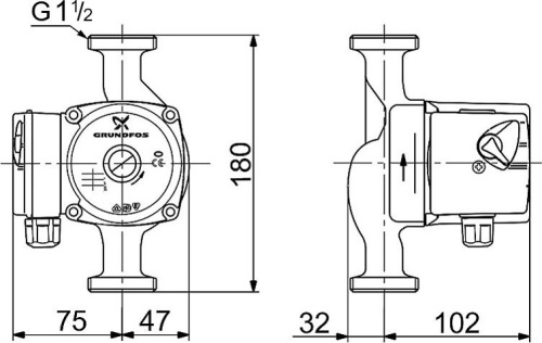 Циркуляционный насос Grundfos UPS 25-40 180 фото 3