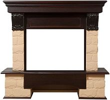 Портал Firelight Forte 25S камень бежевый, шпон темный дуб