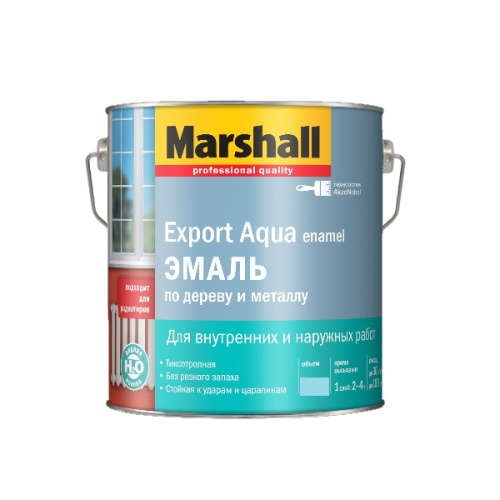 Эмаль для дерева и металла водная Marshall Export Aqua глянцевая белая 0,5 л.